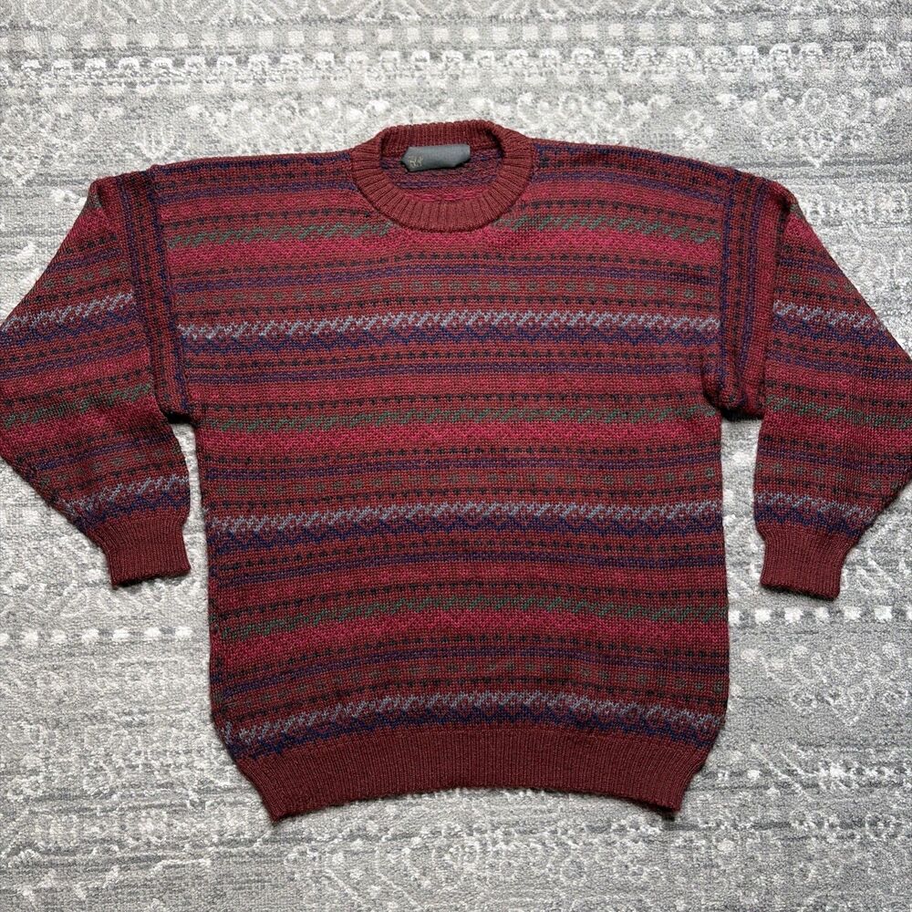 Peruvian Baby Alpaca Hand Knit Stripe Grandpa Sweater M / L